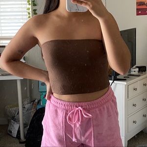 american eagle ribbed brown tube top